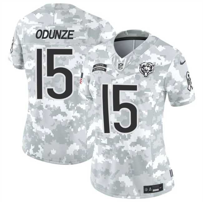 Womens Chicago Bears #15 Rome Odunze 2024 F.U.S.E Arctic Camo Salute To Service Limited Stitched Jersey Dzhi